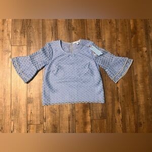 Draper James Light Blue Lace Blouse